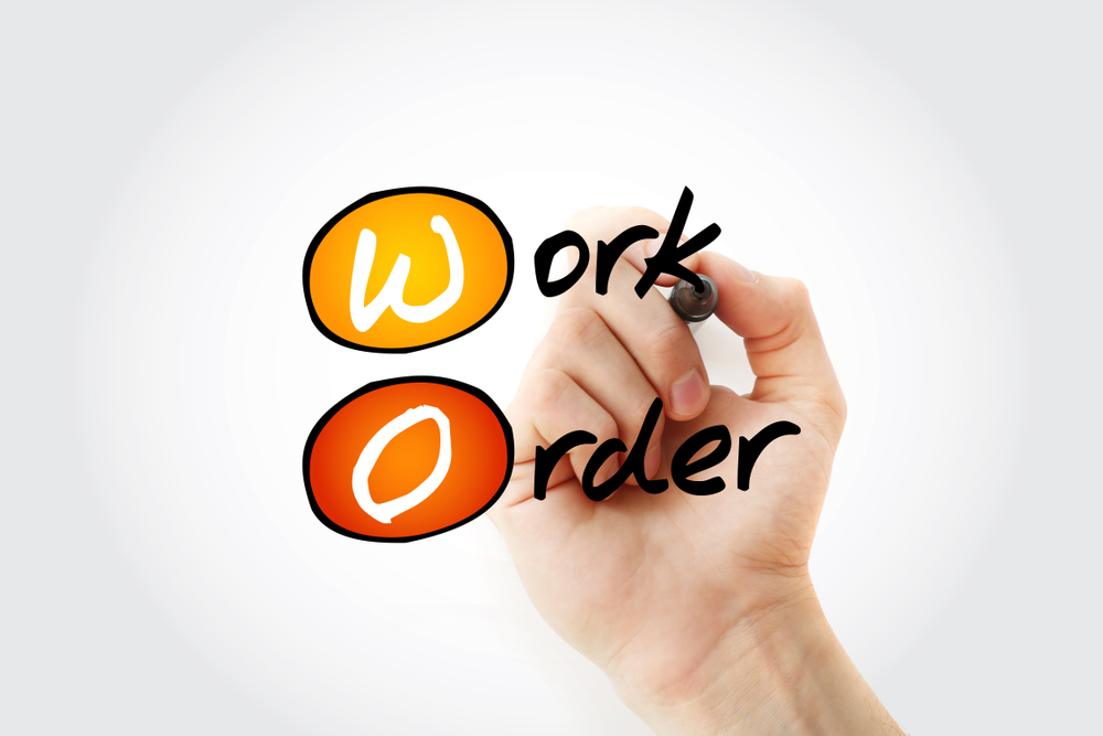 Work order concept image on white background 